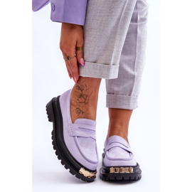 FJ1 Klasické semišové mokasíny s fialovým zdobením Monaro 1