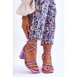 Kožené módní dámské sandály fialové Primma vysoké podpatky fialový 1