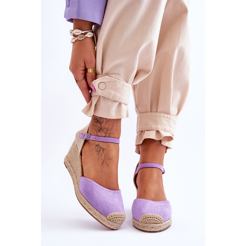 FJ1 Semišové Espadrilky Sandály na klínu Purple Cammer fialová 1