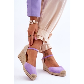 FJ1 Semišové Espadrilky Sandály na klínu Purple Cammer fialová 2