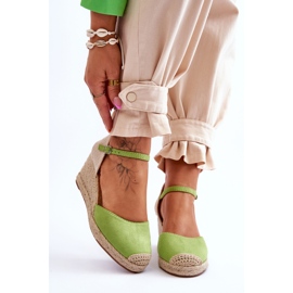 Semišové espadrilky sandály na klínu Green Cammer zelený 2