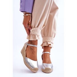 Kožené espadrilky Sandály na klínu Silver Cammer stříbro 1
