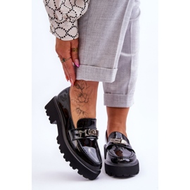 FJ1 Lakované mokasíny S Dekorací platformy Black Glory černý 1