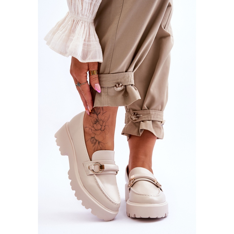 FJ1 Dámské kožené mokasíny Béžová Camerin béžový 1