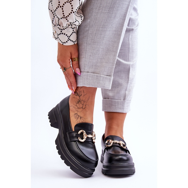 FJ1 Dámské kožené slip-on mokasíny Black Albie černý 1