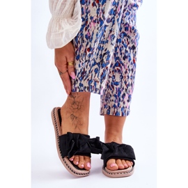 Semišové dámské pantofle s mašlí Černá jantarová 1