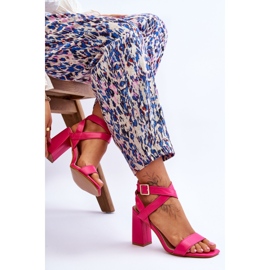 Elegantní Fuchsiové Sandály Michele Na Podpatku růžový 6