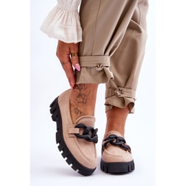 Vinceza Dámské semišové mokasíny na platformě Beige Bennett béžový černá 1