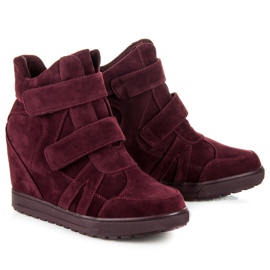 J. Star Semišové tenisky na suchý zip červený 1