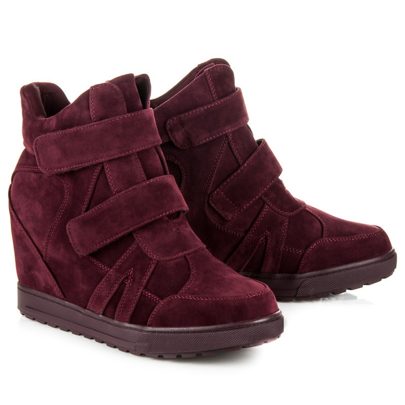 J. Star Semišové tenisky na suchý zip červené 1