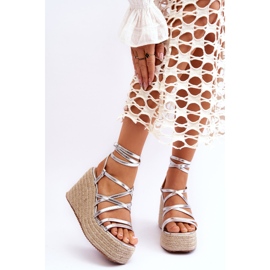 Sandály na stříbrném klínu Margaritt stříbrný 1