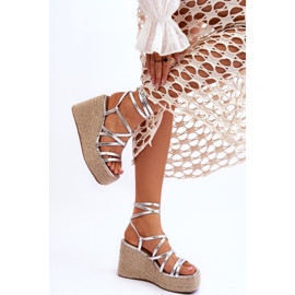 Sandály na stříbrném klínu Margaritt stříbrný 2