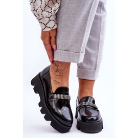 Módní mokasíny na platformě s ozdobou Laura Messi 2600 černá 1
