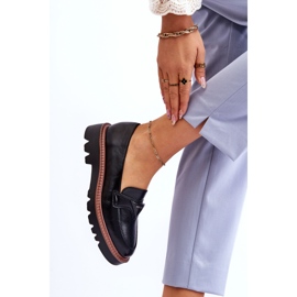 Vinceza Dámské kožené mokasíny na platformě s ozdobou černá Jonett 2