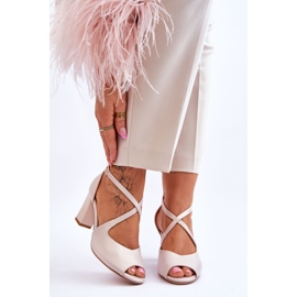 Dámské sandály na podpatku Sergio Leone SK864 Pearl Beige béžový 1