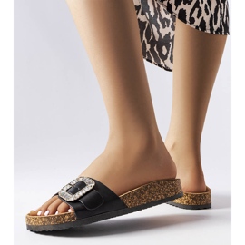 Černé žabky zdobené zirkony černý 2