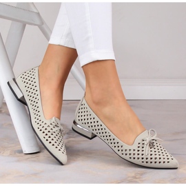 Dámské prolamované špičaté boty Jezzi ASA178-5 stříbro 1