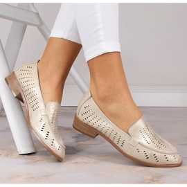 Dámské prolamované lesklé zlaté boty Potocki SZ12075 zlatý 1