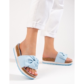 Dámské semišové pantofle na platformě Vinceza blue modrý 1