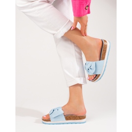 Dámské semišové pantofle na platformě Vinceza blue modrý 2