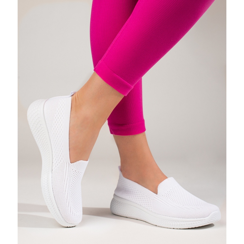 Dámská slip on látka se silnou podrážkou Black Shelovet bílý 1