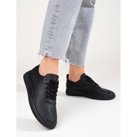 Prolamované dámské černé tenisky Shelovet černá 1