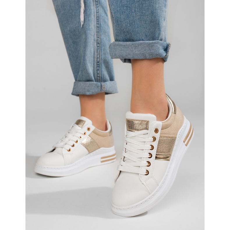 Dámské boty na silné podrážce Shelovet bílá a béžová bílý 1