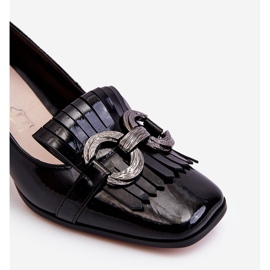 S.Barski Pohodlné lodičky Mercy Black z lakované kůže černá 1