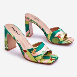 Dámské vzorované pantofle na podpatku Zelená Adelise vícebarevný 1