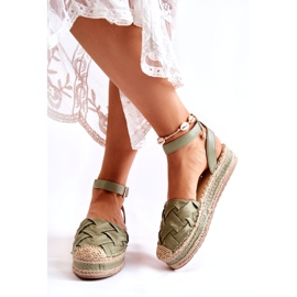 Sweet Shoes Dámské espadrilky sandály na zelené platformě Susane zelený 2