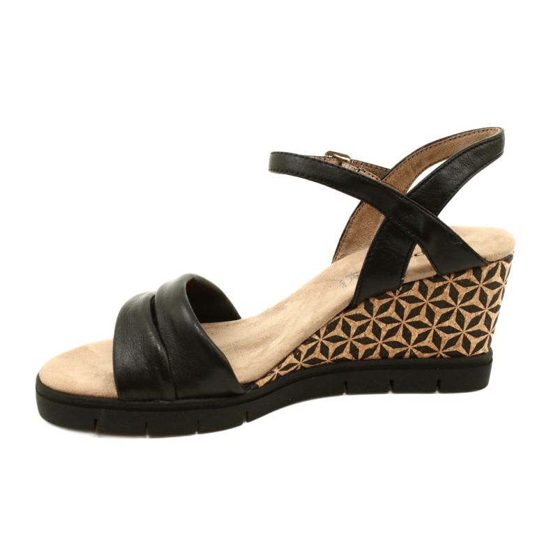 Caprice klínové kožené sandály 9-28710-20 040 Black Softnap černý 2