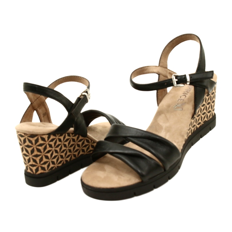 Caprice klínové kožené sandály 9-28710-20 040 Black Softnap černý 4