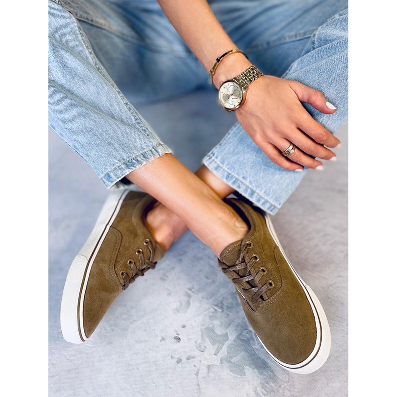 BM Semišové dámské tenisky Lovis Taupe zelená 1 BM Semišové dámské tenisky Lovis Taupe zelená 1