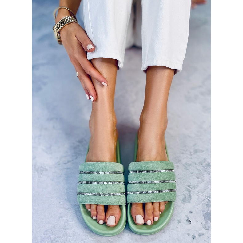 BM Lynne Green štrasové skluzavky zelená 2