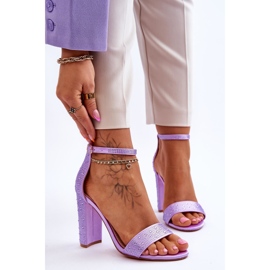 Dámské sandály na vysokých podpatcích se zirkony fialové idealistické fialový 1