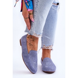 S.Barski Semišové pohodlné modré mokasíny Giovana modrý 2