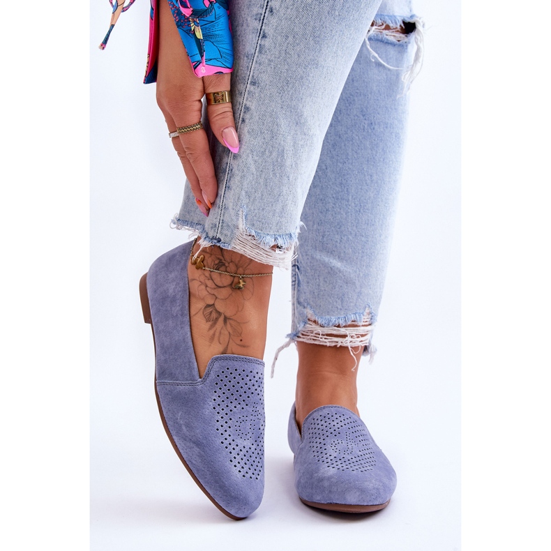 S.Barski Semišové pohodlné modré mokasíny Giovana modrý 2