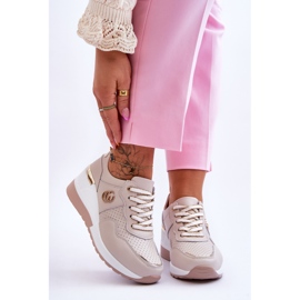 S.Barski Dámská sportovní obuv Rebeca béžová na klínu béžový 1