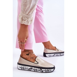 S.Barski Dámské nazouvací kožené tenisky Gold Ottavia zlatý 2