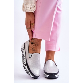 S.Barski Dámské nazouvací kožené tenisky Silver Ottavia stříbrný 1