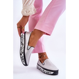 S.Barski Dámské nazouvací kožené tenisky Silver Ottavia stříbrný 2