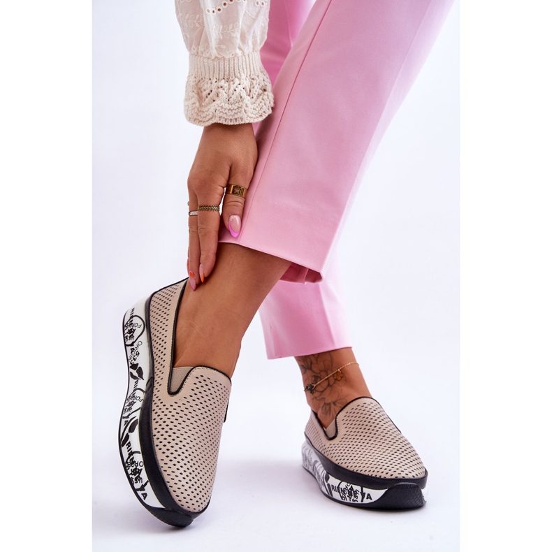 S.Barski Dámské prolamované kožené tenisky Slip-On béžová Sorito béžový 2 S.Barski Dámské prolamované kožené tenisky Slip-On béžová Sorito béžový 2