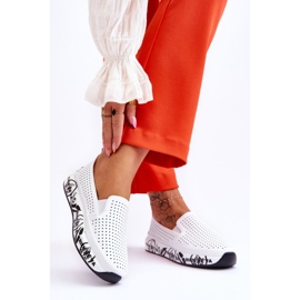 S.Barski Kožené prolamované nazouvací tenisky White Gedra bílý 2