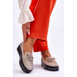 S.Barski Dámské nazouvací kožené tenisky lesklé zlaté Raven zlatý 2