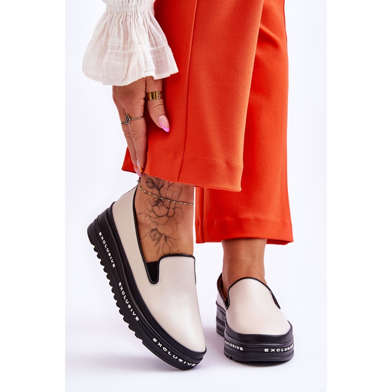 S.Barski Nazouvací tenisky na platformě v béžové barvě Madeline béžový 1