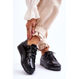 S.Barski Černé lakované tenisky Chantal černý 2