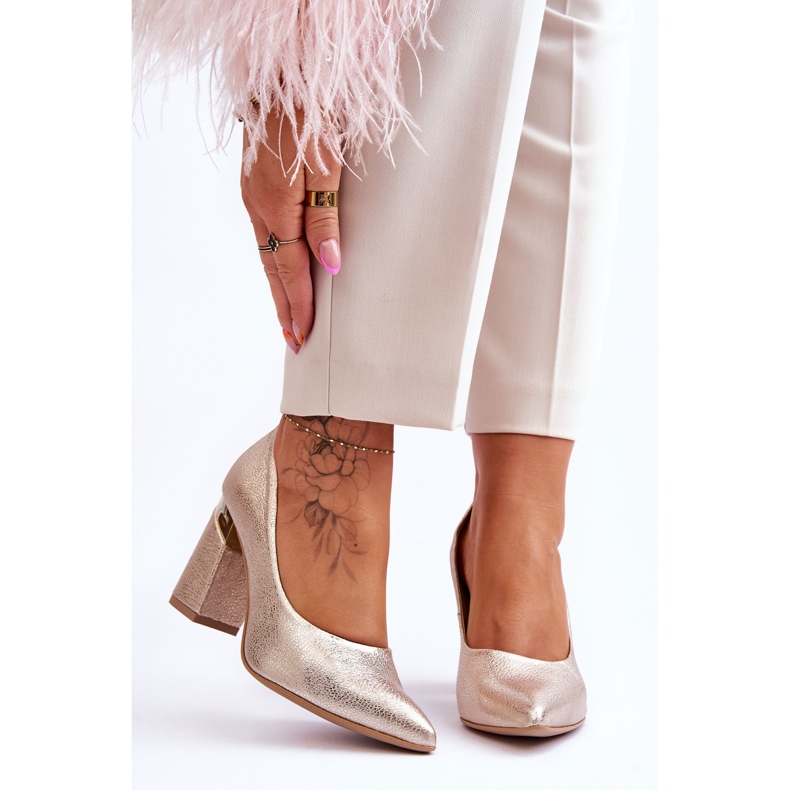 Lewski Shoes Kožené lodičky Lewski 3117 Gold zlatý 1