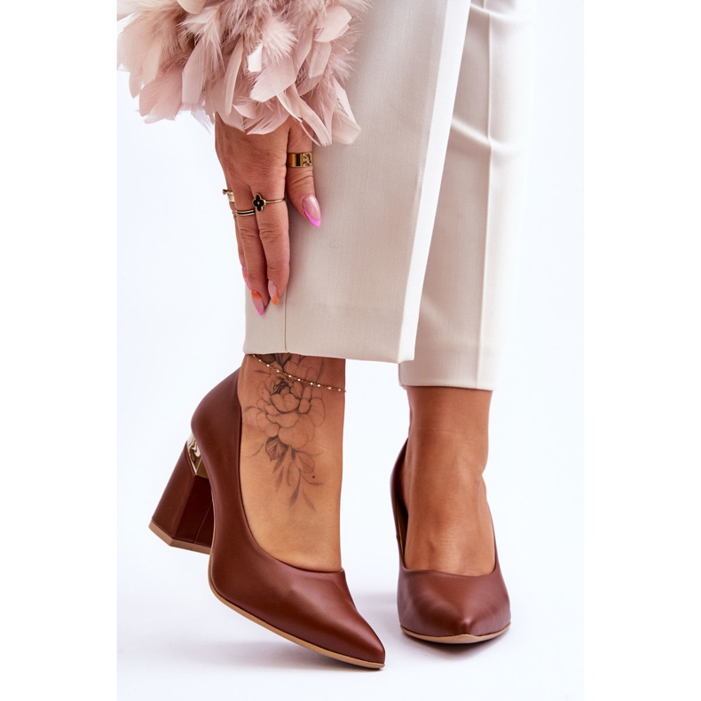 Lewski Shoes Kožené lodičky Lewski 3117 hnědé hnědý 1