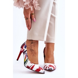 Lewski Shoes Módní kožené boty Leski na vysokém podpatku 2659 bílé a červené bílý 1