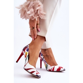 Lewski Shoes Módní kožené boty Leski na vysokém podpatku 2659 bílé a červené bílý 2